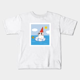 White Cat’s postcards: relax on the waves Kids T-Shirt